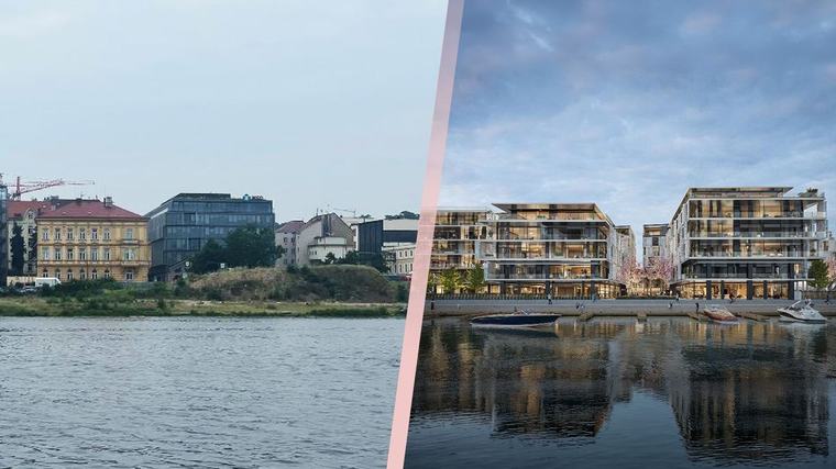 Ze zapomenutého břehu luxusní rezidence. U Vltavy se chystá stavba za miliardy