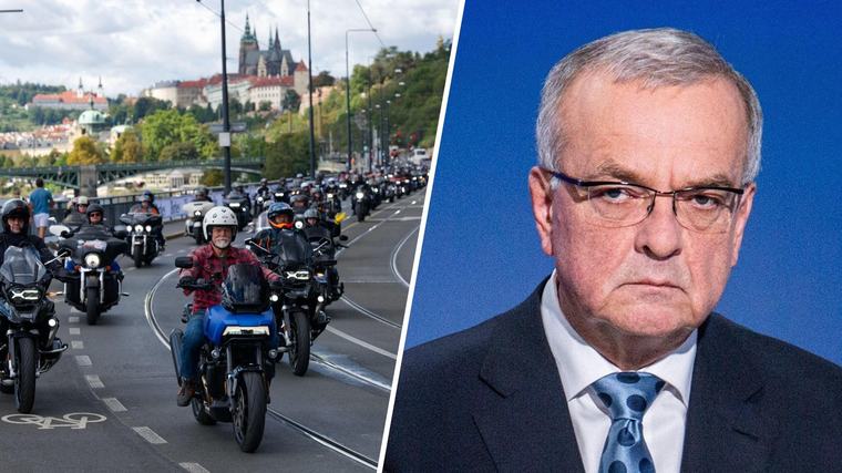 Pavel se projel na Harleyi Prahou. Rachot a smrad, kritizuje Kalousek